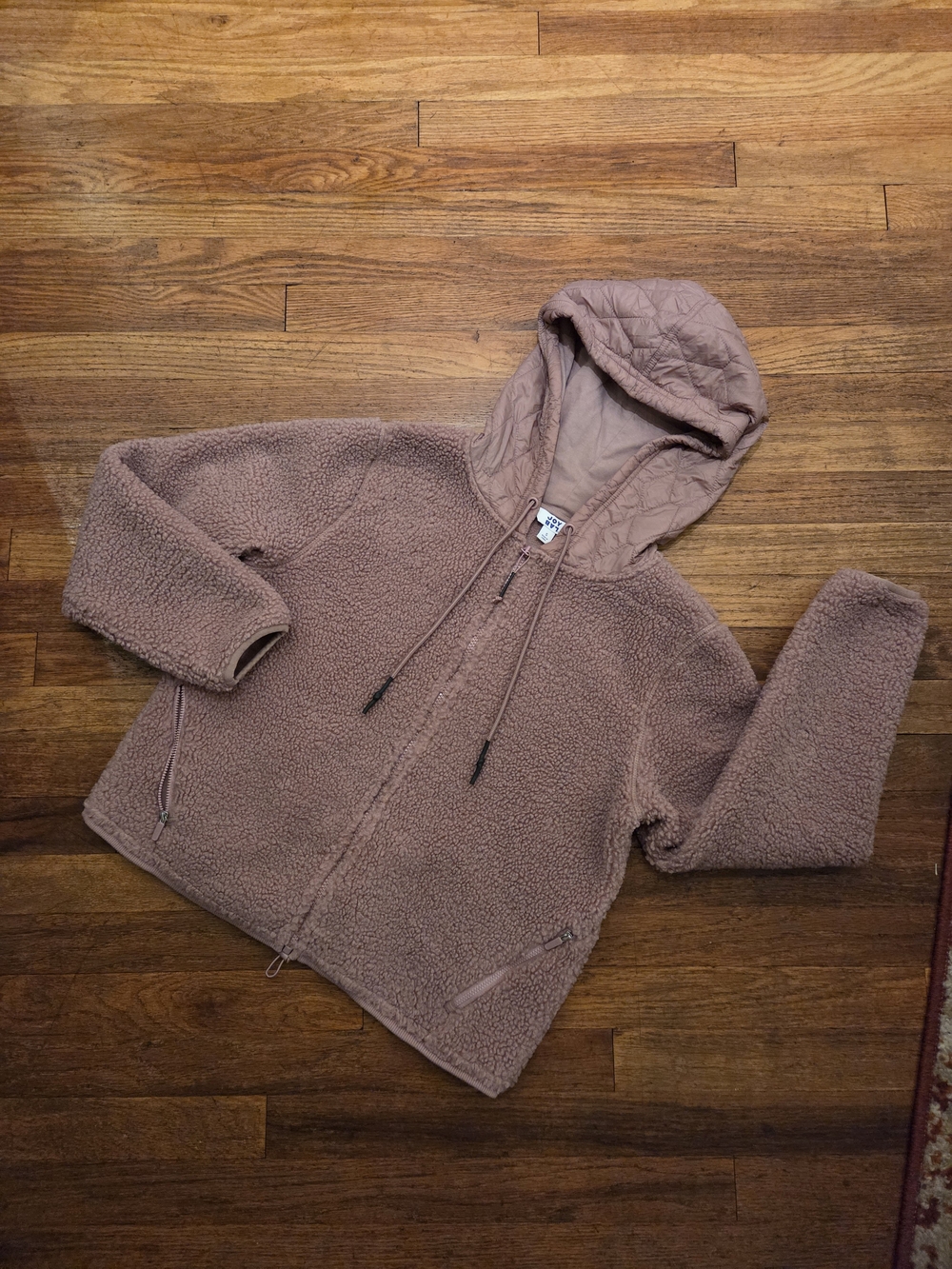 JoyLab Taupe Teddy Sherpa Zip Hoodie